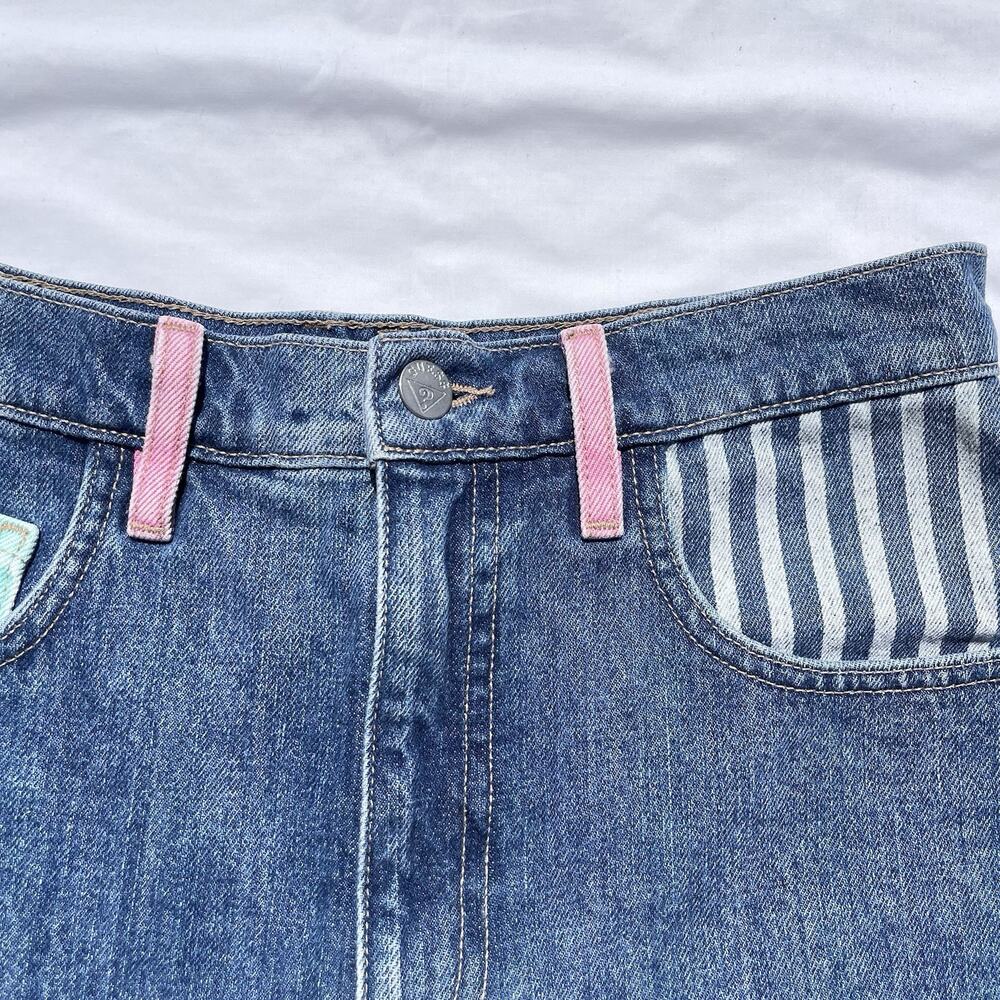 Vintage GUE$$ Originals Blue Jean Denim Shorts Womens 27 Pastel Guess - Picture 3 of 6